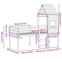 vidaXL Hög säng med tak vaxad brun 80x200 cm massiv furu - Bild 12