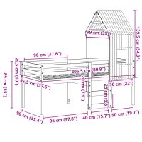 vidaXL Hög säng med tak vit 90x200 cm massiv furu - Bild 12