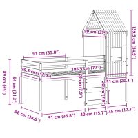 vidaXL Hög säng med tak 90x190 cm massiv furu - Bild 12