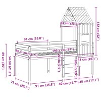 vidaXL Hög säng med tak 75x190 cm massiv furu - Bild 12