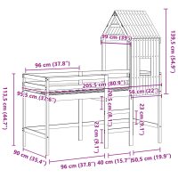 vidaXL Våningssäng med stege och tak 90x200 cm massiv furu - Bild 12