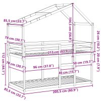 vidaXL Våningssäng med tak vit 80x200 cm massiv furu - Bild 12