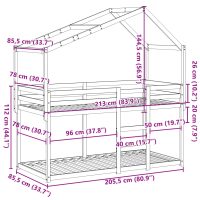 vidaXL Våningssäng med tak vaxad brun 80x200 cm massiv furu - Bild 12