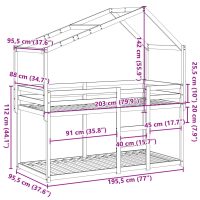 vidaXL Våningssäng med tak vaxad brun 90x190 cm massiv furu - Bild 11