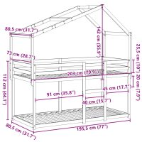 vidaXL Våningssäng med tak vit 75x190 cm massiv furu - Bild 12