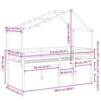 vidaXL Hög säng med tak vaxad brun 80x200 cm massiv furu - Bild 12