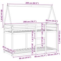 vidaXL Våningssäng med tak vaxad brun 80x200 cm massiv furu - Bild 12