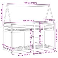 vidaXL Våningssäng med tak vaxad brun 75x190 cm massiv furu - Bild 12