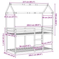 vidaXL Våningssäng med tak vaxad brun 90x200 cm massiv furu - Bild 12