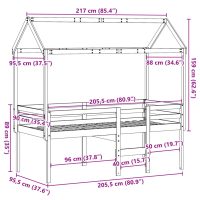 vidaXL Hög säng med tak vit 90x200 cm massiv furu - Bild 12