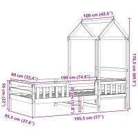 vidaXL Sängram med tak vit 90x190 cm massiv furu - Bild 11