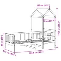 vidaXL Dagbädd med tak 90x200 cm massiv furu - Bild 12