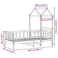 vidaXL Dagbädd med tak vit 90x200 cm massiv furu - Bild 12