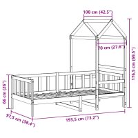 vidaXL Dagbädd med tak vit 90x190 cm massiv furu - Bild 12