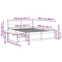 vidaXL Sängram med lådor 140x200 cm massiv furu - Bild 10