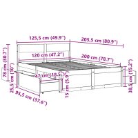 vidaXL Sängram med lådor 120x200 cm massiv furu - Bild 10