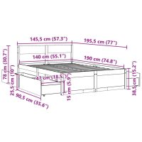 vidaXL Sängram med lådor 140x190 cm massiv furu - Bild 10