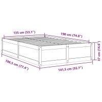 vidaXL Sängram vit 135x190 cm massiv furu - Bild 9