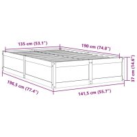 vidaXL Sängram vaxad brun 135x190 cm massiv furu - Bild 9