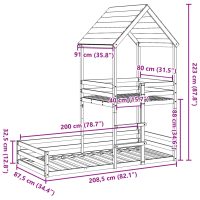 vidaXL Våningssäng med tak vit 80x200 cm massiv furu - Bild 9