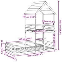 vidaXL Våningssäng med tak vit 90x190 cm massiv furu - Bild 9