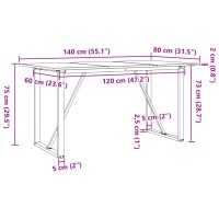 vidaXL Matbord O-ram 140x80x75 cm massiv furu och gjutjärn - Bild 10