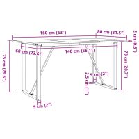 vidaXL Matbord O-ram 160x80x75 cm massiv furu och gjutjärn - Bild 10