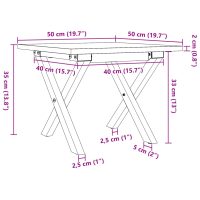 vidaXL Soffbord X-ram 50x50x35 cm massiv furu och gjutjärn - Bild 10