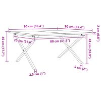 vidaXL Soffbord X-ram 90x90x45 cm massiv furu och gjutjärn - Bild 10