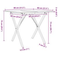 vidaXL Matbord X-ram 80x80x75 cm massiv furu och gjutjärn - Bild 10