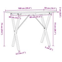 vidaXL Matbord X-ram 100x50x75 cm massiv furu och gjutjärn - Bild 10