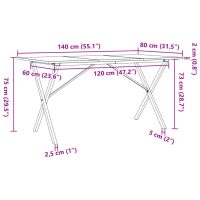 vidaXL Matbord X-ram 140x80x75 cm massiv furu och gjutjärn - Bild 10