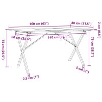 vidaXL Matbord X-ram 160x80x75 cm massiv furu och gjutjärn - Bild 10