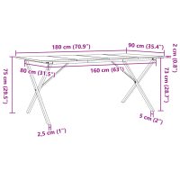 vidaXL Matbord X-ram 180x90x75 cm massiv furu och gjutjärn - Bild 10