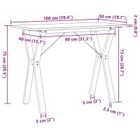 vidaXL Matbord Y-ram 100x50x75 cm massiv furu och gjutjärn - Bild 10