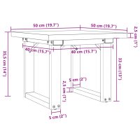 vidaXL Soffbord O-ram 50x50x35,5 cm massiv furu och gjutjärn - Bild 10