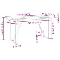 vidaXL Matbord O-ram 140x80x75,5 cm massiv furu och gjutjärn - Bild 10