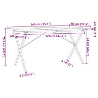 vidaXL Matbord X-ram 140x80x75,5 cm massiv furu och gjutjärn - Bild 10