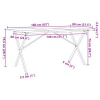 vidaXL Matbord X-ram 160x80x75,5 cm massiv furu och gjutjärn - Bild 10