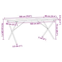 vidaXL Matbord X-ram 180x90x75,5 cm massiv furu och gjutjärn - Bild 10