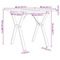 vidaXL Matbord Y-ram 80x80x75,5 cm massiv furu och gjutjärn - Bild 10