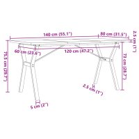 vidaXL Matbord Y-ram 140x80x75,5 cm massiv furu och gjutjärn - Bild 10