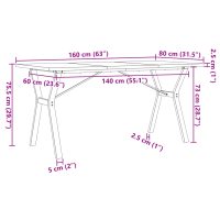 vidaXL Matbord Y-ram 160x80x75,5 cm massiv furu och gjutjärn - Bild 10