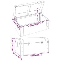 vidaXL Skattkista med spärrar mörkbrun 90x50x39,5 cm plywood - Bild 11