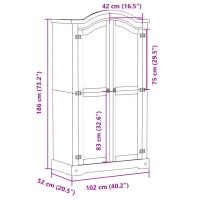 vidaXL Garderob Corona 102x52x186 cm massiv furu - Bild 9