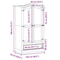 vidaXL Garderob Corona 102x52x186 cm massiv furu - Bild 9