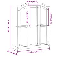 vidaXL Garderob Corona vit 151,5x52x186 cm massiv furu - Bild 9