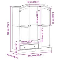 vidaXL Garderob Corona 151,5x52x186 cm massiv furu - Bild 9