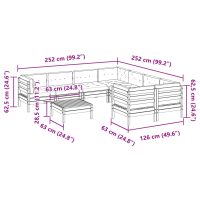 vidaXL Soffgrupp för trädgården med dynor 9 delar vaxbrun massiv furu - Bild 11