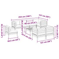 vidaXL Soffgrupp för trädgården med dynor 9 delar vaxbrun massiv furu - Bild 12